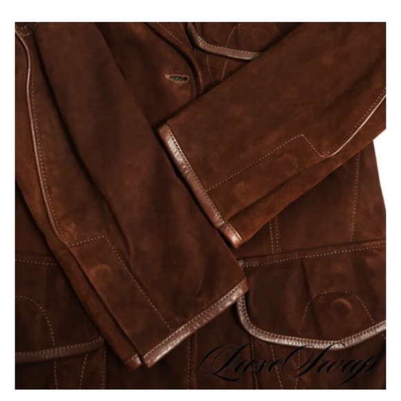 Latini Maria Vittoria Brown Suede “Loro Piana”Cashmere Mix Lined Blazer, NWT’s - Picture 6 of 9